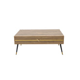 Smart Sleek Warm Wood Tone with Gold Center Table Proffice furniture